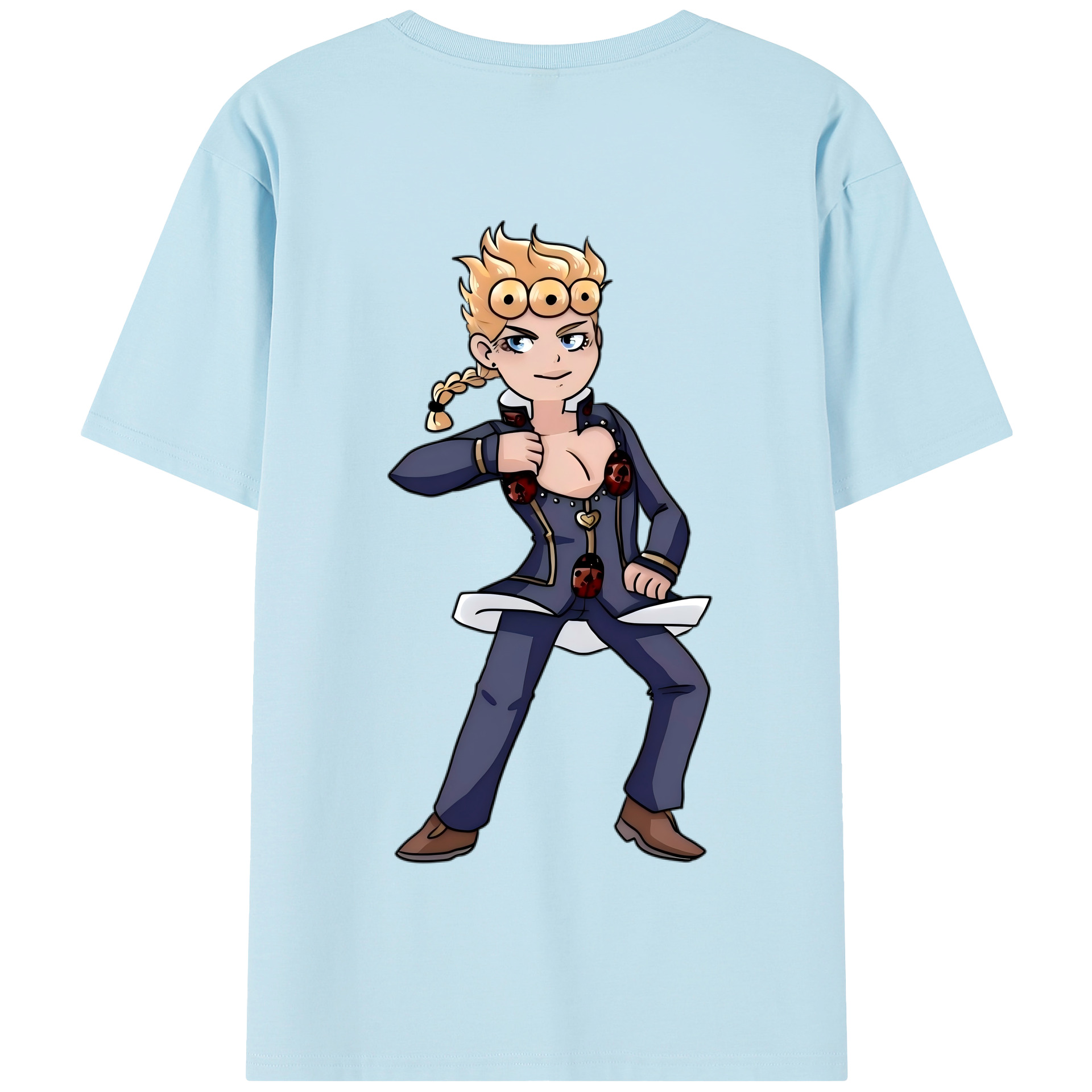 （画像用） ジョジョの奇妙な冒険 ジョルノ?ジョバァーナ JoJo's Bizarre Adventure Giorno Giovanna 綿100％半袖Tシャツ（背面プリント）